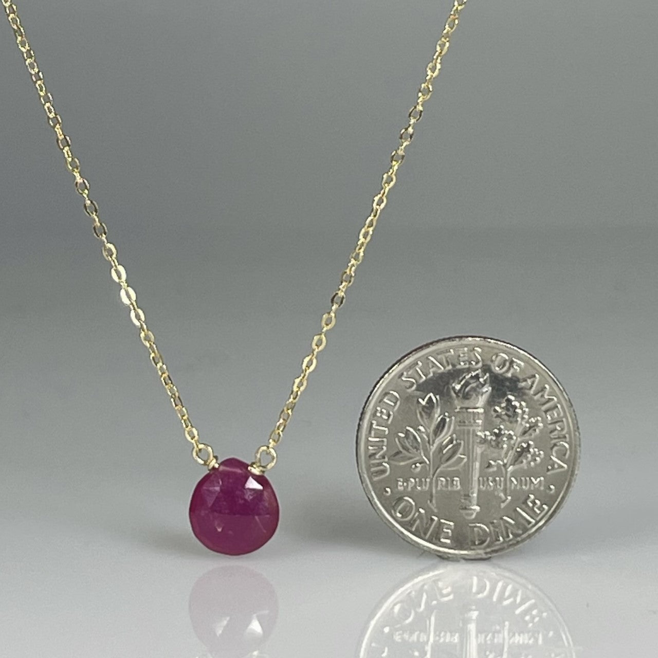 14K Yellow Gold Ruby Drop Necklace 8mm KyleChanDesign