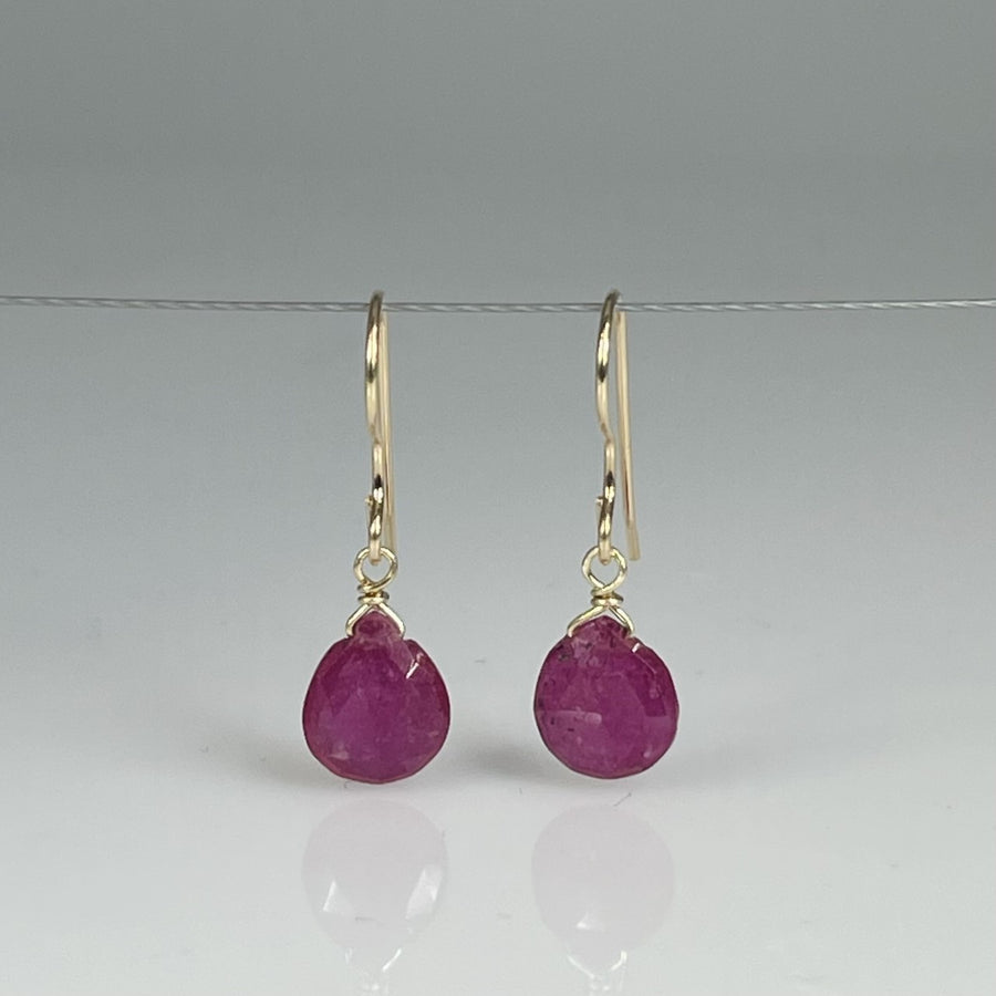 Ruby Drop Earrings 8mm