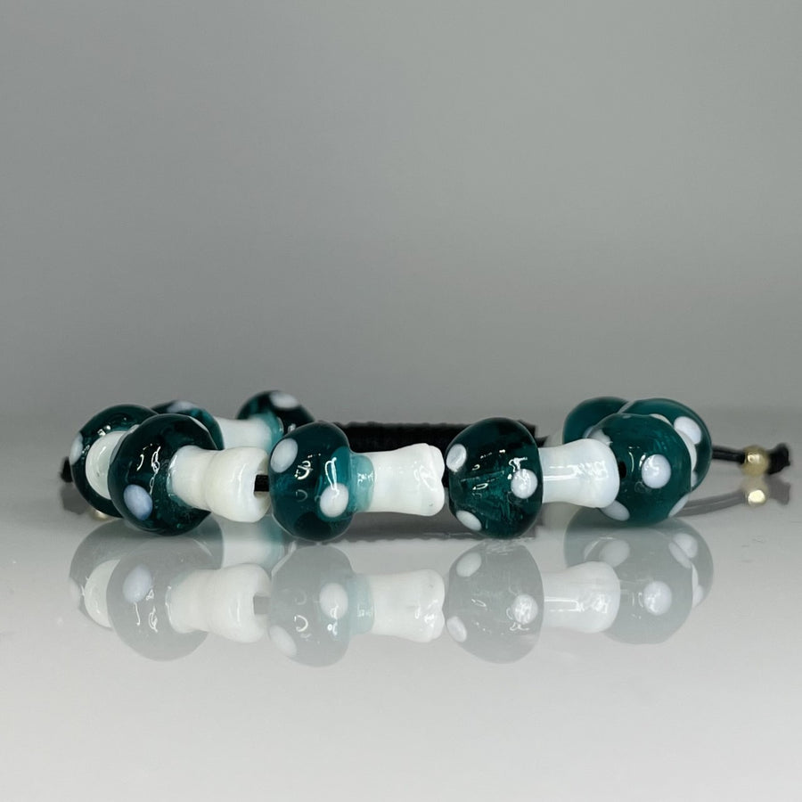 14K Yellow Gold Teal Mushroom Bracelet