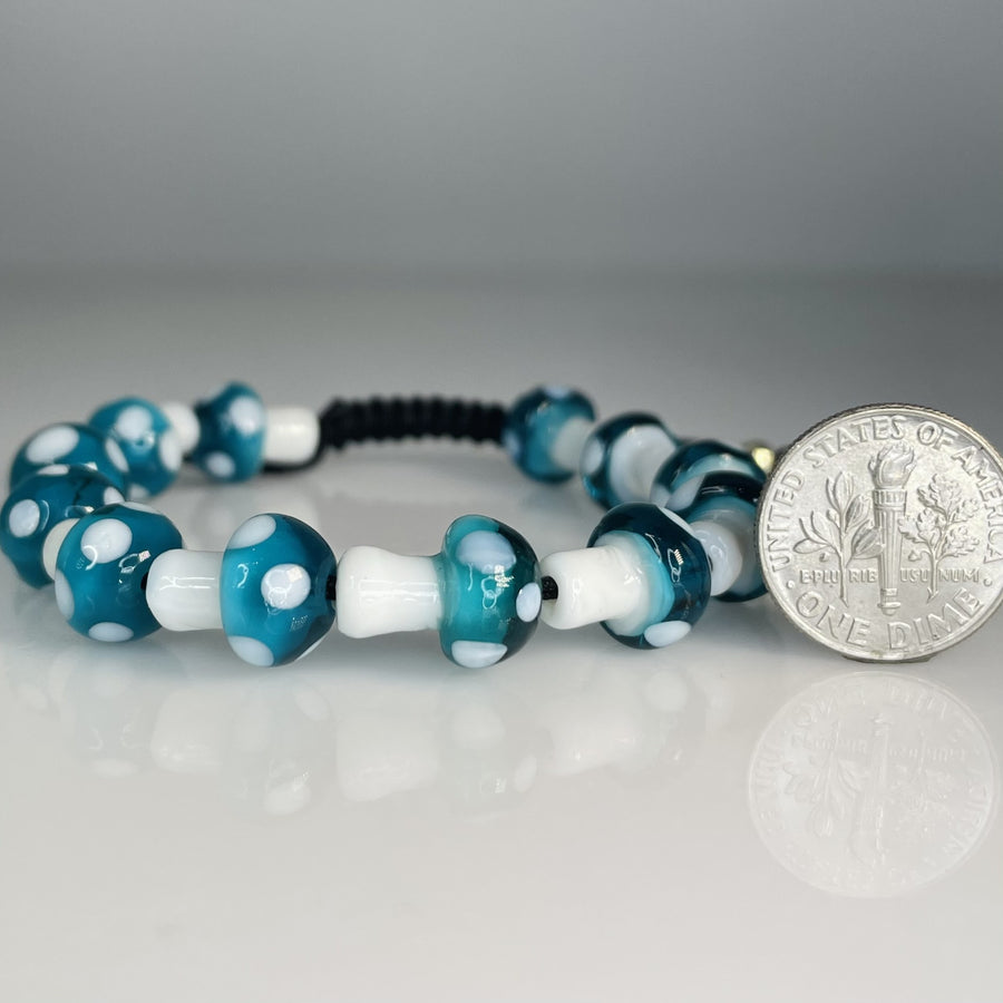 14K Yellow Gold Teal Mushroom Bracelet