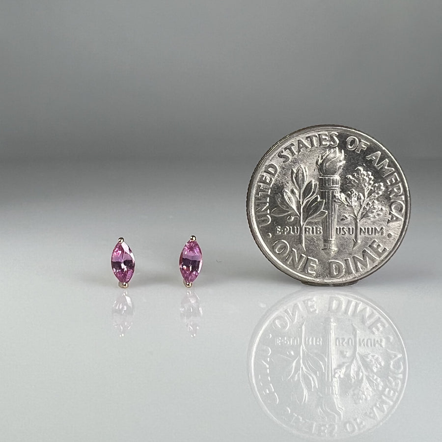 14K Rose Gold Pink Sapphire Marquise Studs 0.18ct