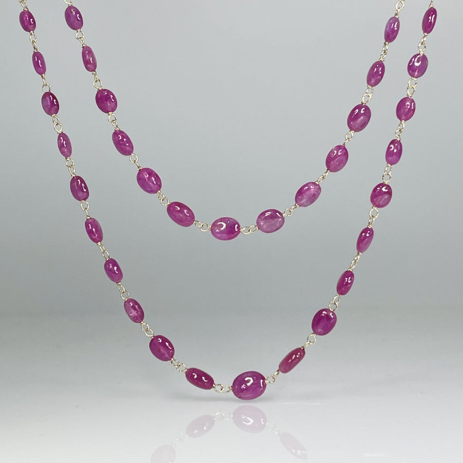 14K Yellow Gold Burmese Ruby Necklace 25ct