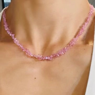 14K Yellow Gold Pink Sapphire Briolette Necklace 60ct