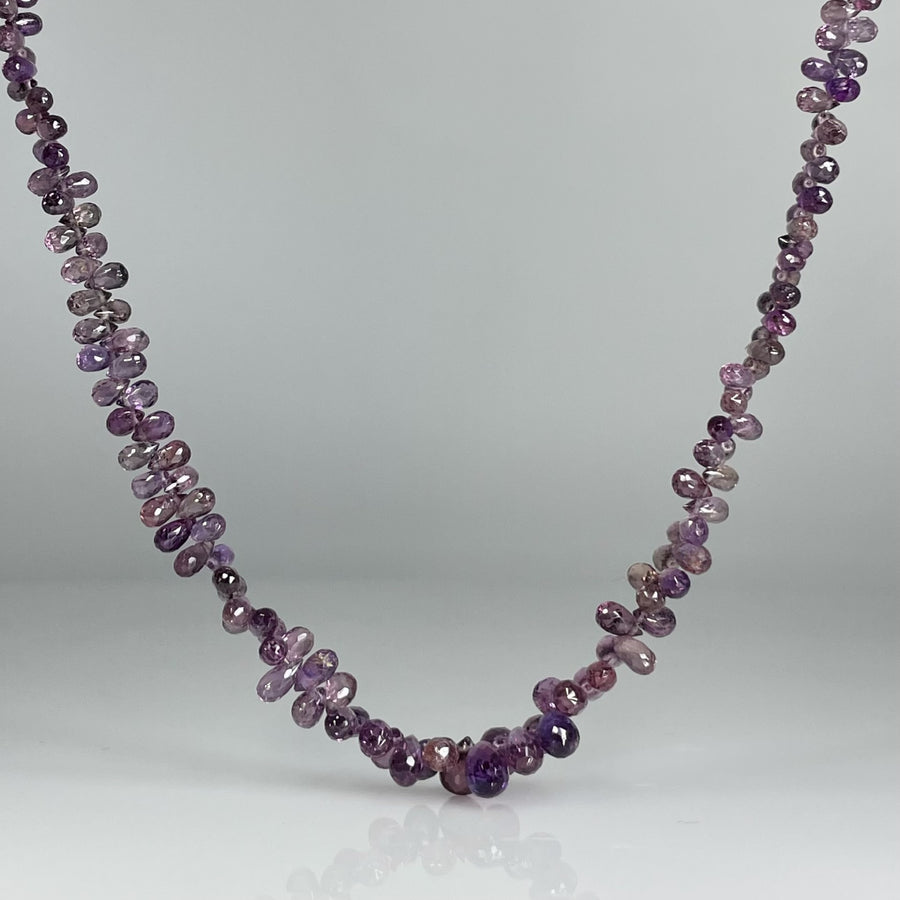 14K Yellow Gold Purple Sapphire Briolette Necklace 77ct