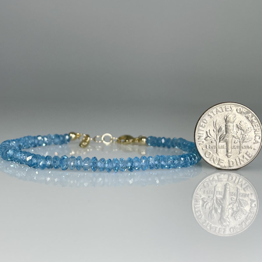 14K Yellow Gold Blue Topaz Beaded Bracelet