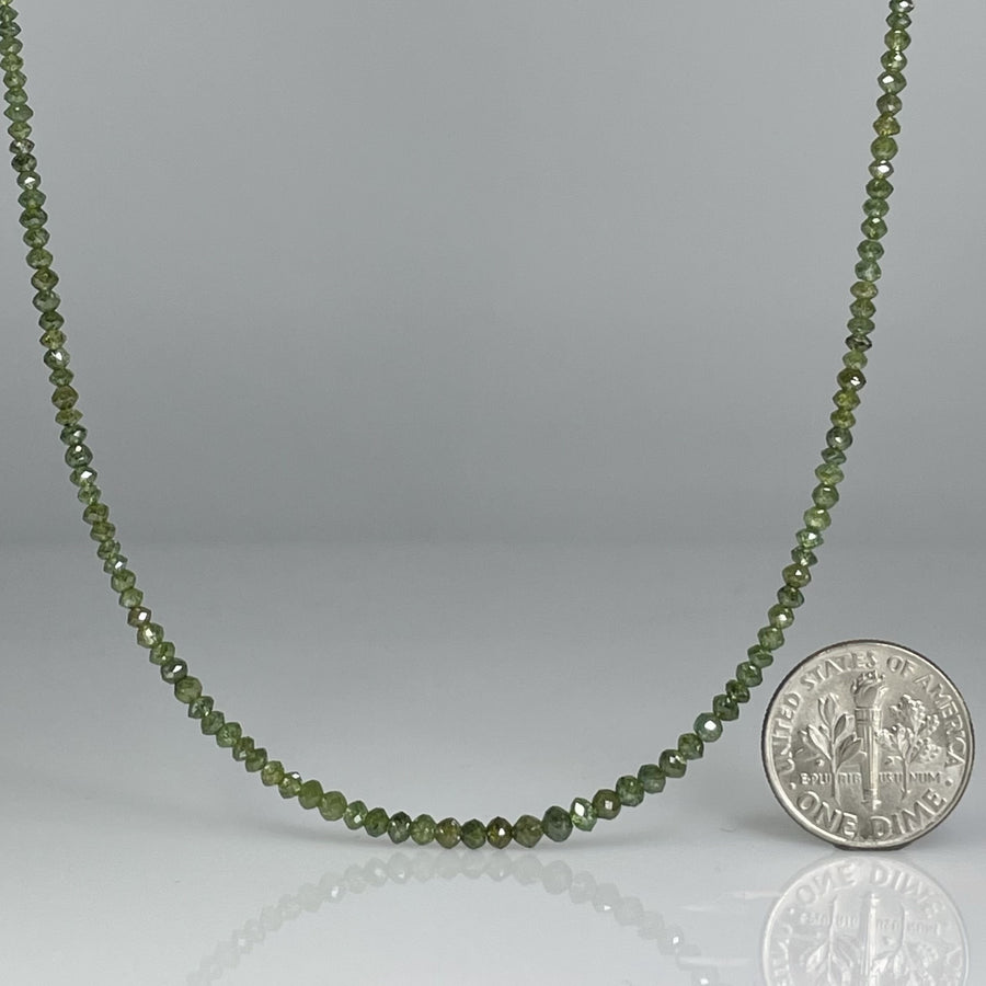 14K Yellow Gold Green Diamond Beaded Necklace 14.13ct
