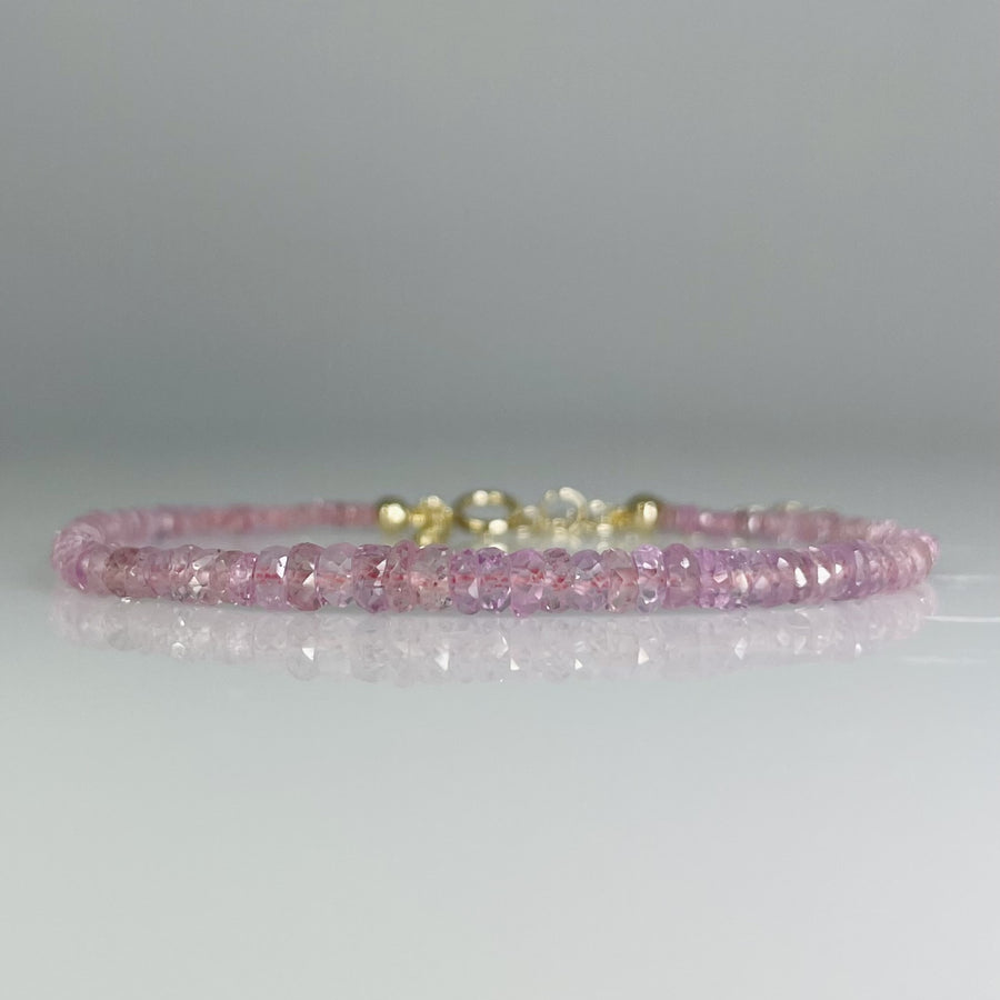 14K Yellow Gold Pink Sapphire Beaded Bracelet