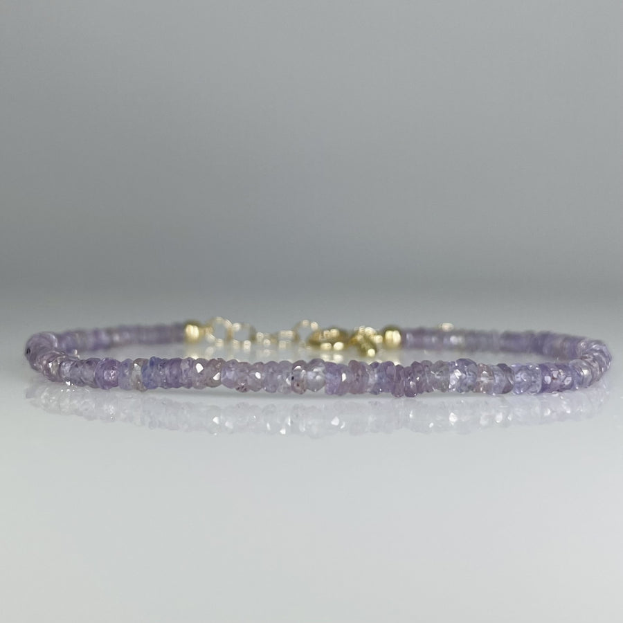 14K Yellow Gold Purple Sapphire Beaded Bracelet