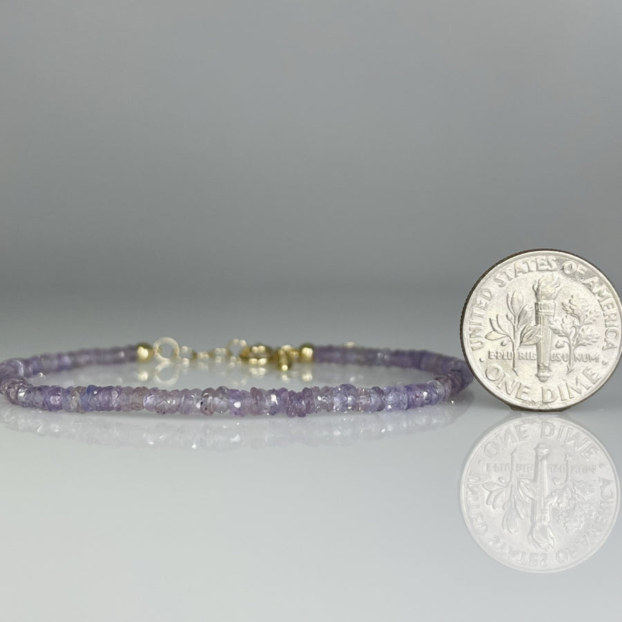 14K Yellow Gold Purple Sapphire Beaded Bracelet