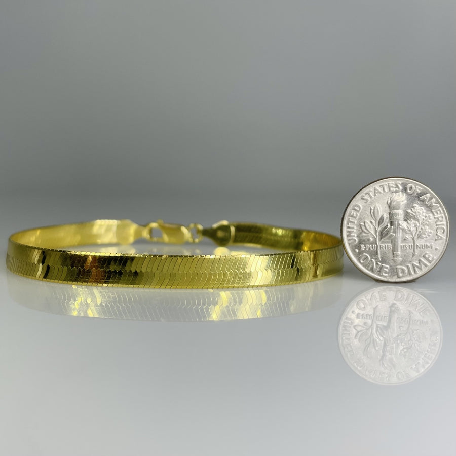 18K Yellow Gold-Plated Herringbone Bracelet