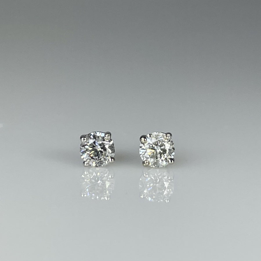 14K White Gold Diamond Stud Earrings 0.60ct