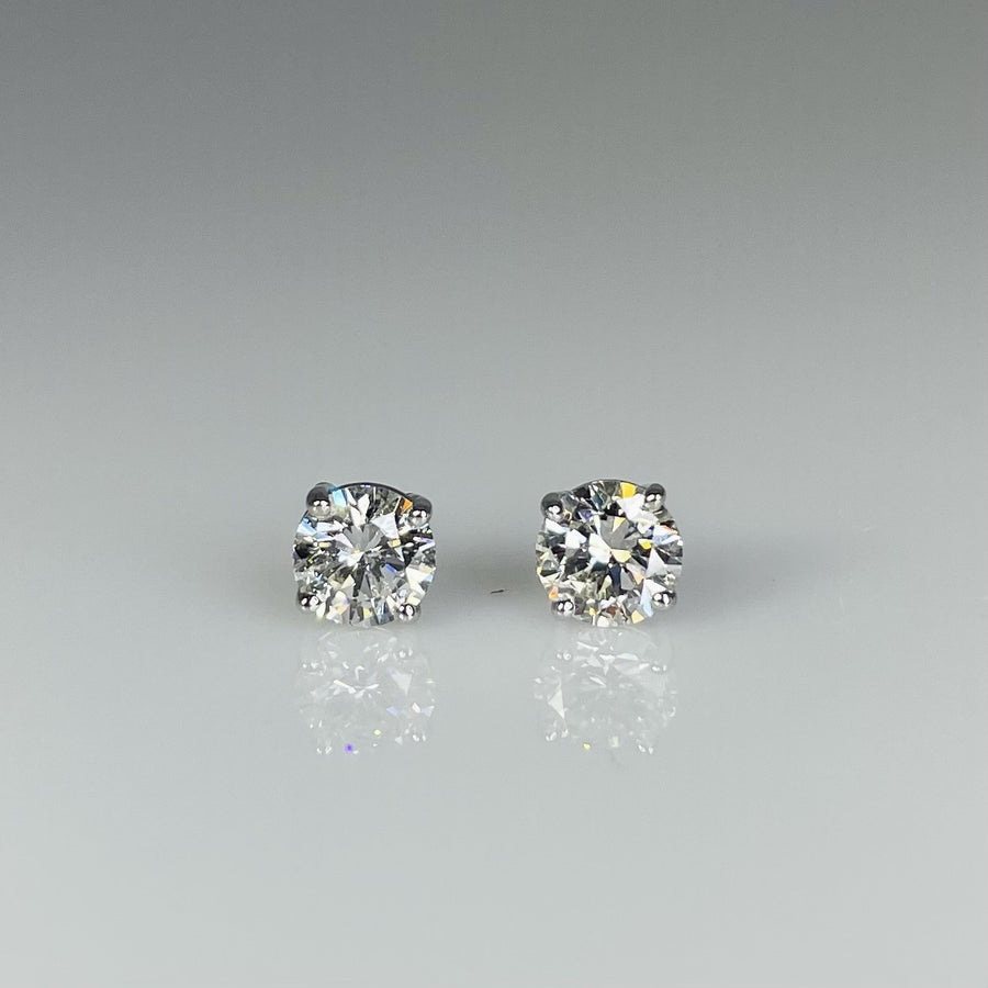 14K White Gold Diamond Stud Earrings 1.15ct