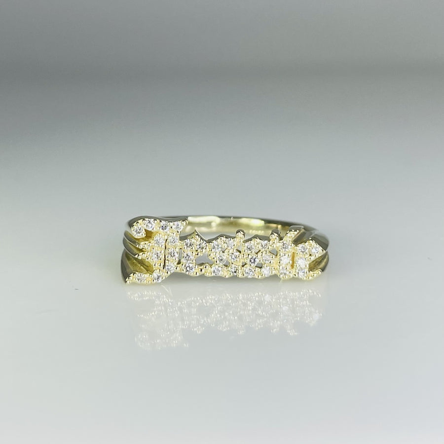 14K Yellow Gold Diamond Name Ring 0.18ct