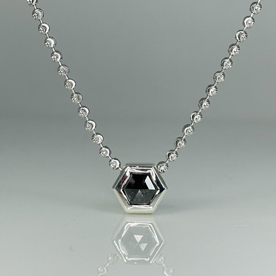 Sterling Silver Black Diamond Necklace 1.15ct