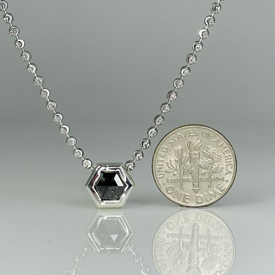 Sterling Silver Black Diamond Necklace 1.15ct