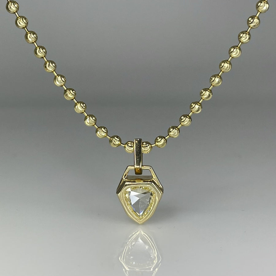 14K Yellow Gold Shield Fancy Light Yellow Diamond Necklace 1.24ct