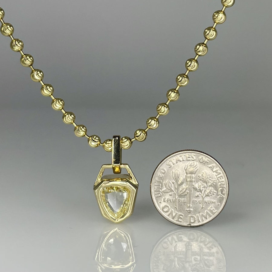 14K Yellow Gold Shield Fancy Light Yellow Diamond Necklace 1.22ct