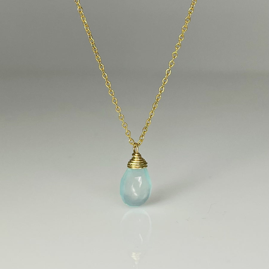 Chalcedony Drop Necklace 7x14mm