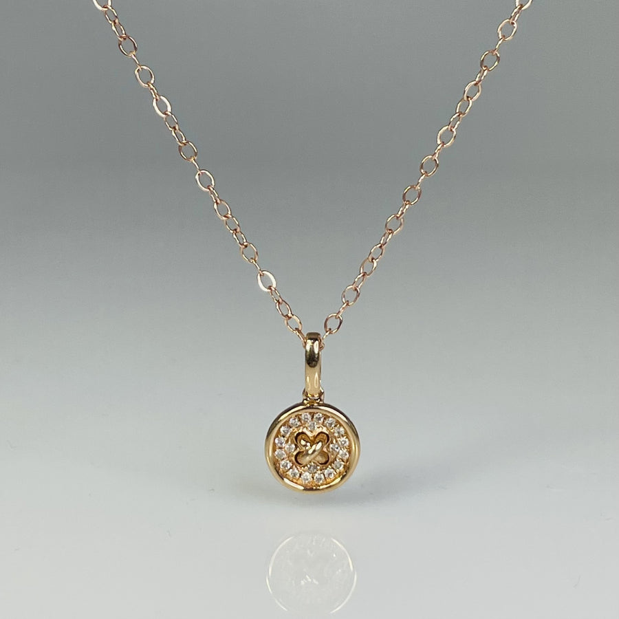14K Rose Gold Diamond Button Necklace 0.20ct