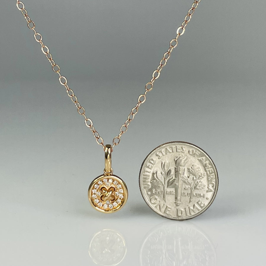 14K Rose Gold Diamond Button Necklace 0.20ct