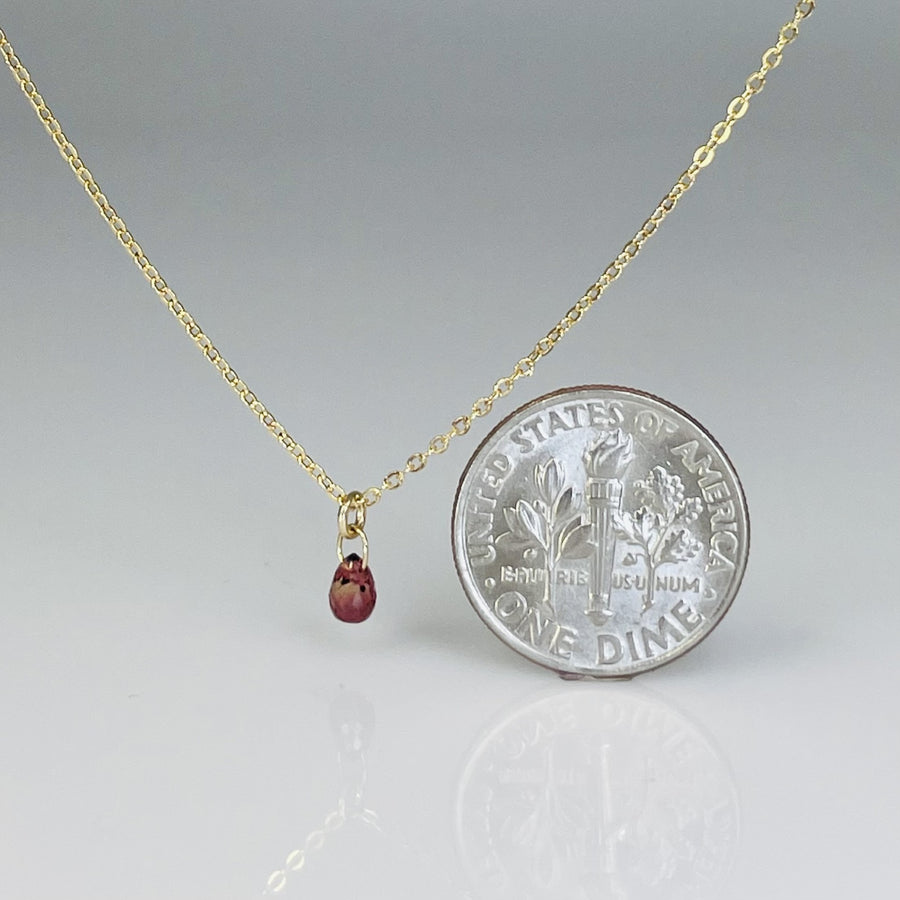 14K Yellow Gold Red/Pink Briolette Sapphire Necklace