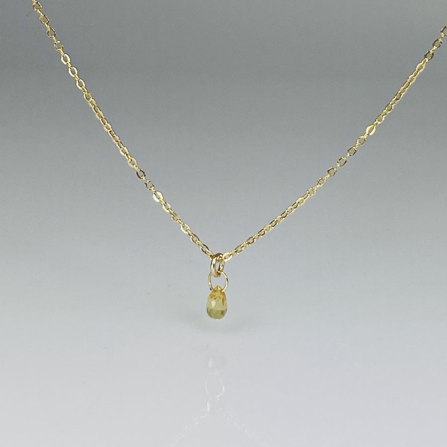 14K Yellow Gold Yellow Briolette Sapphire Necklace