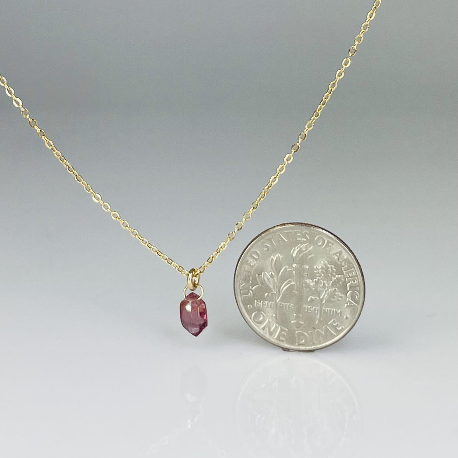 14K Yellow Gold Pink Hexagon Tourmaline Necklace