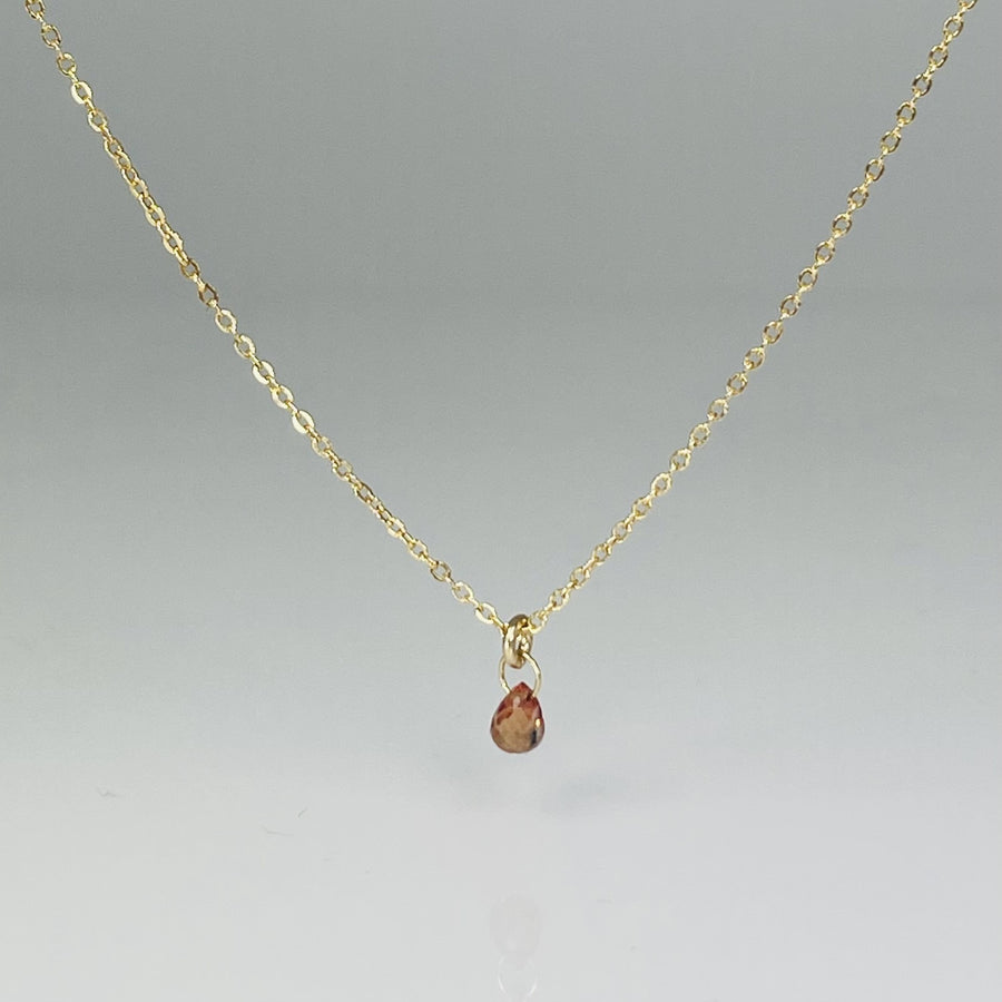 14K Yellow Gold Orange Briolette Sapphire Necklace