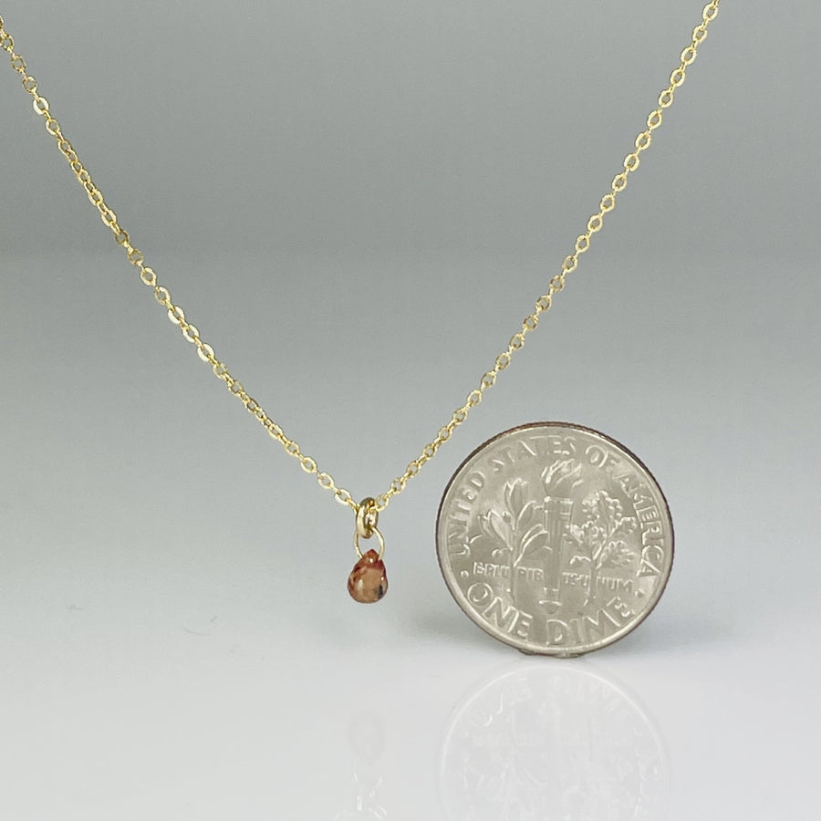 14K Yellow Gold Orange Briolette Sapphire Necklace