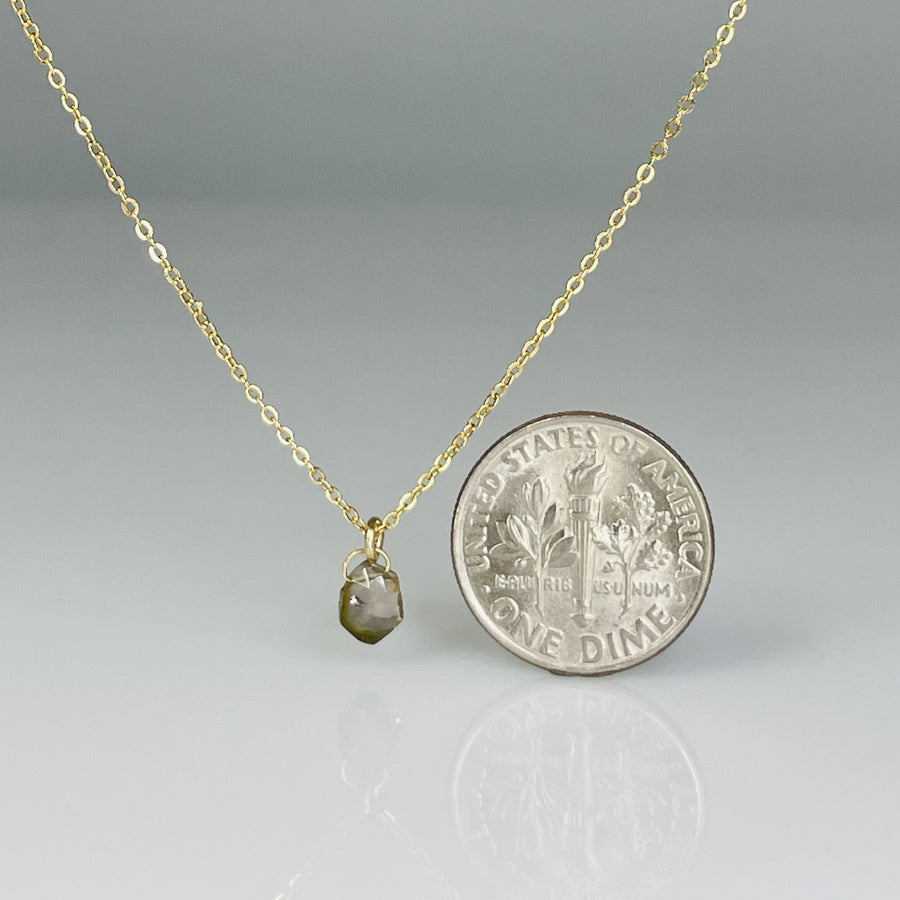 14K Yellow Gold Hexagon Watermelon Tourmaline Necklace