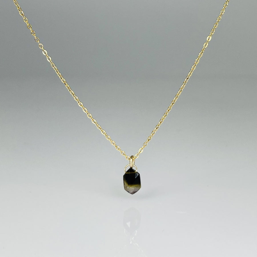 14K Yellow Gold Pink/Green Ombre Hexagon Tourmaline Necklace