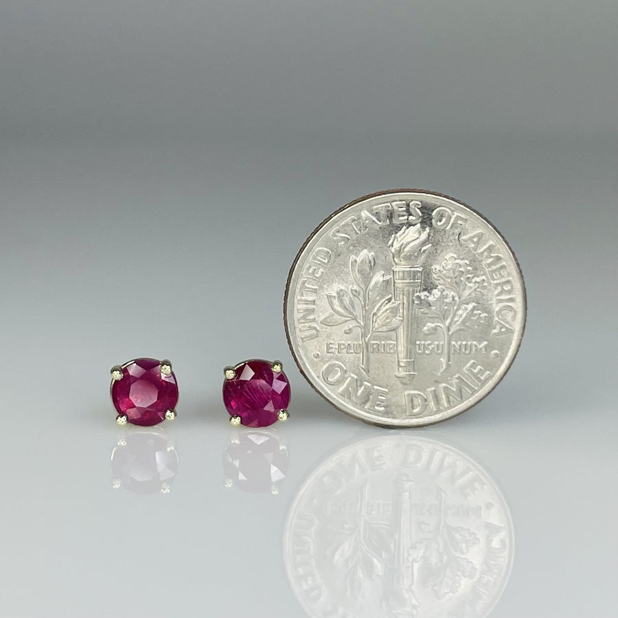 14K Yellow Gold Ruby Stud Earrings 0.80ct