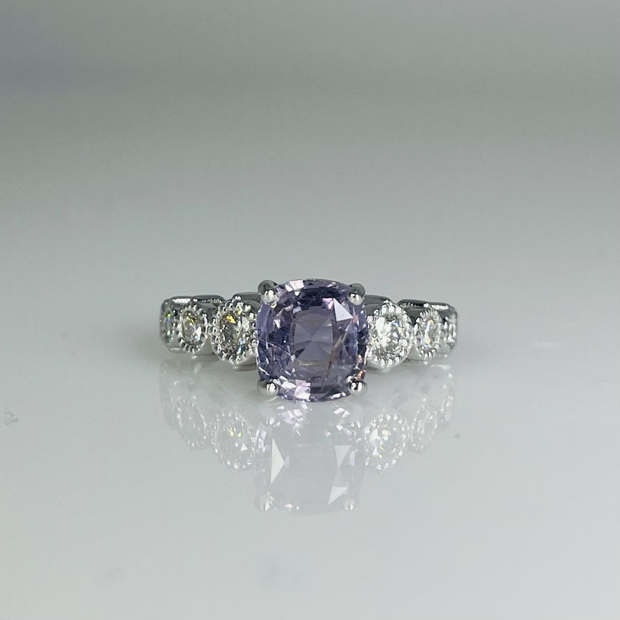 14K White Gold Purple Sapphire Diamond Ring 2.28ct/0.47ct