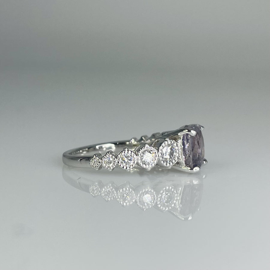 14K White Gold Purple Sapphire Diamond Ring 2.28ct/0.47ct