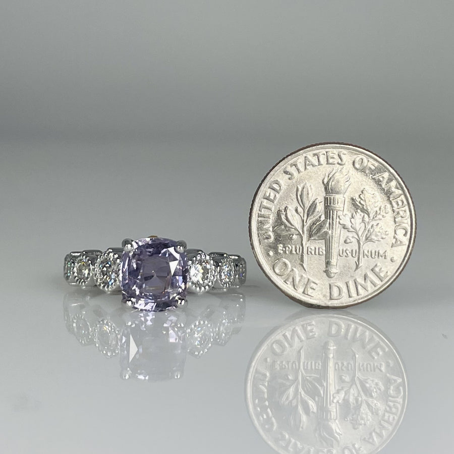 14K White Gold Purple Sapphire Diamond Ring 2.28ct/0.47ct
