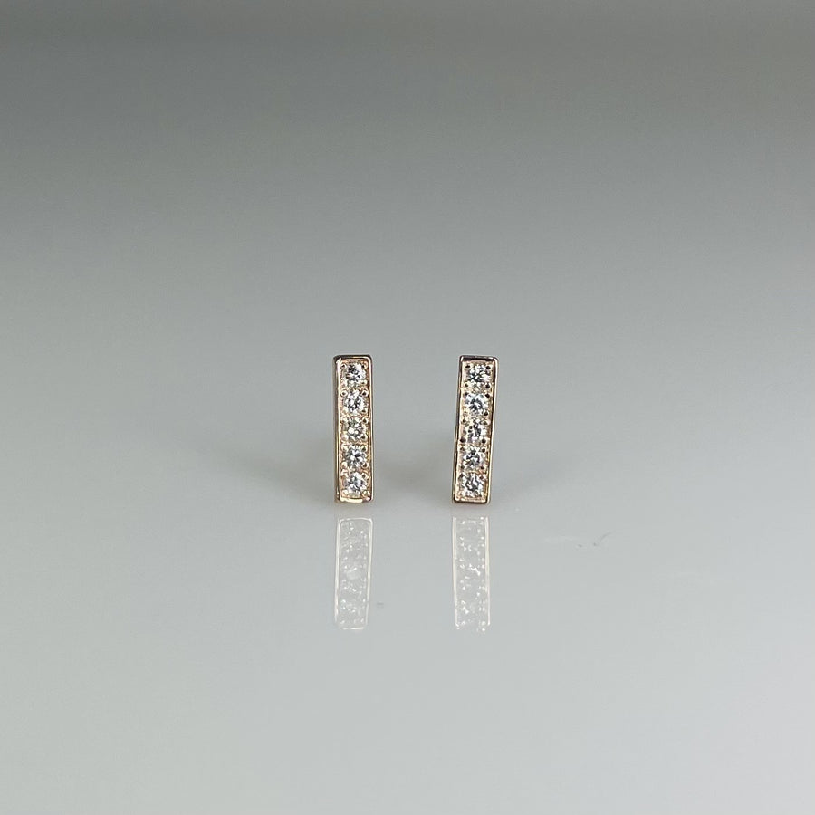 14K Rose Gold Diamond Bar Stud Earrings 0.10ct