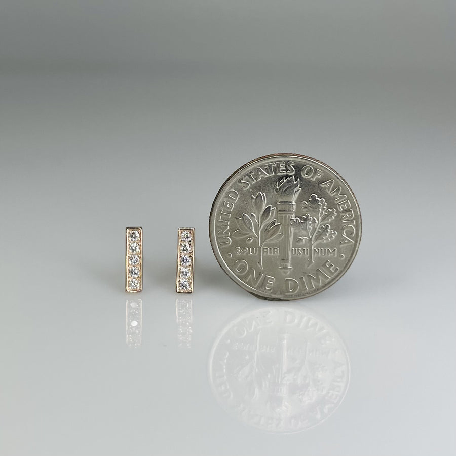 14K Rose Gold Diamond Bar Stud Earrings 0.10ct