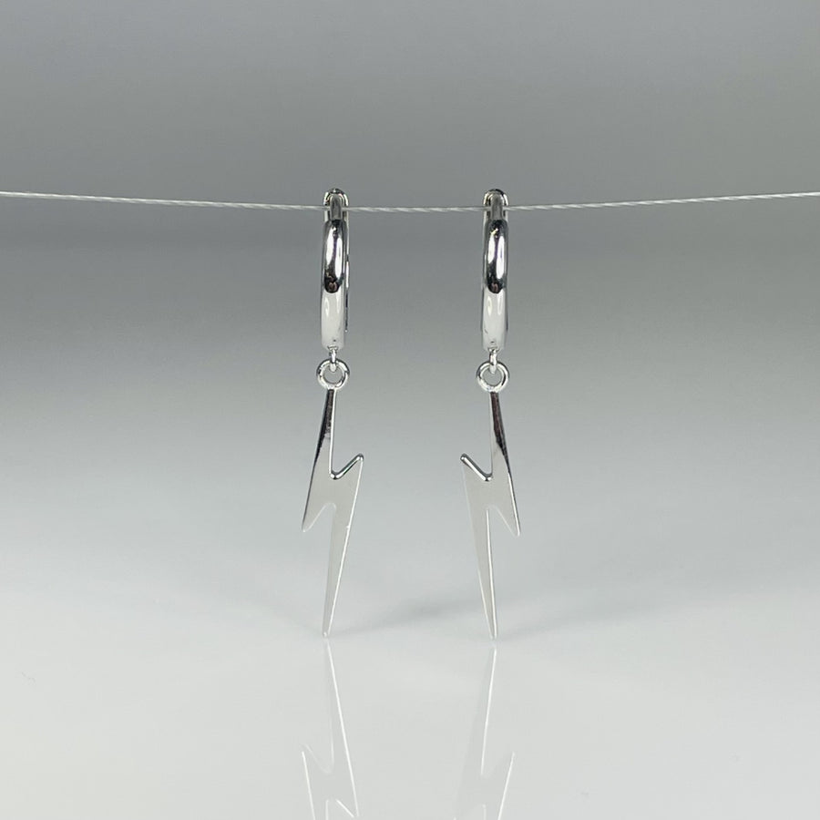 14K White Gold Lightning Bolt Drop Earrings KyleChanDesign