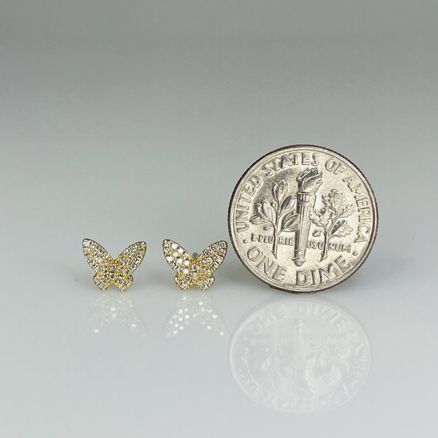 14K White Gold Diamond Butterfly Earrings 0.17ct
