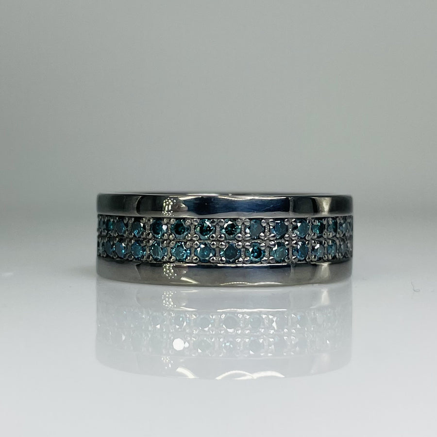 Sterling Silver Blue Diamond Band 0.92ct