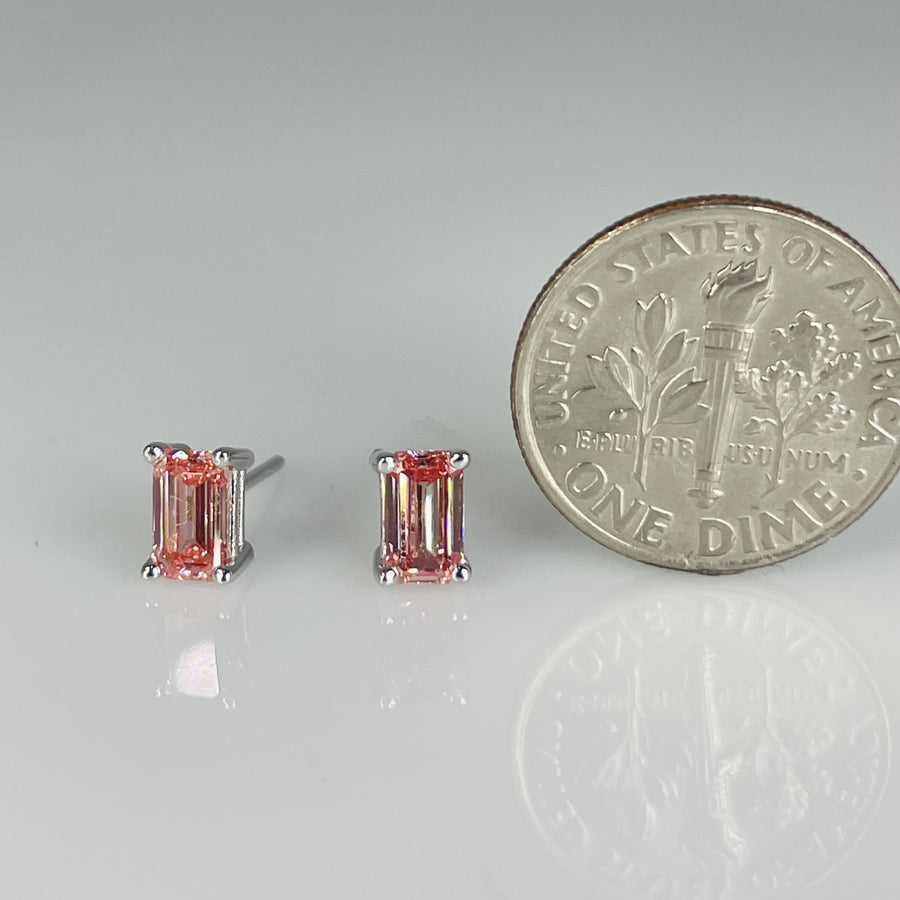 14K White Gold Lab Grown Pink Diamond Stud Earrings 1.0ct