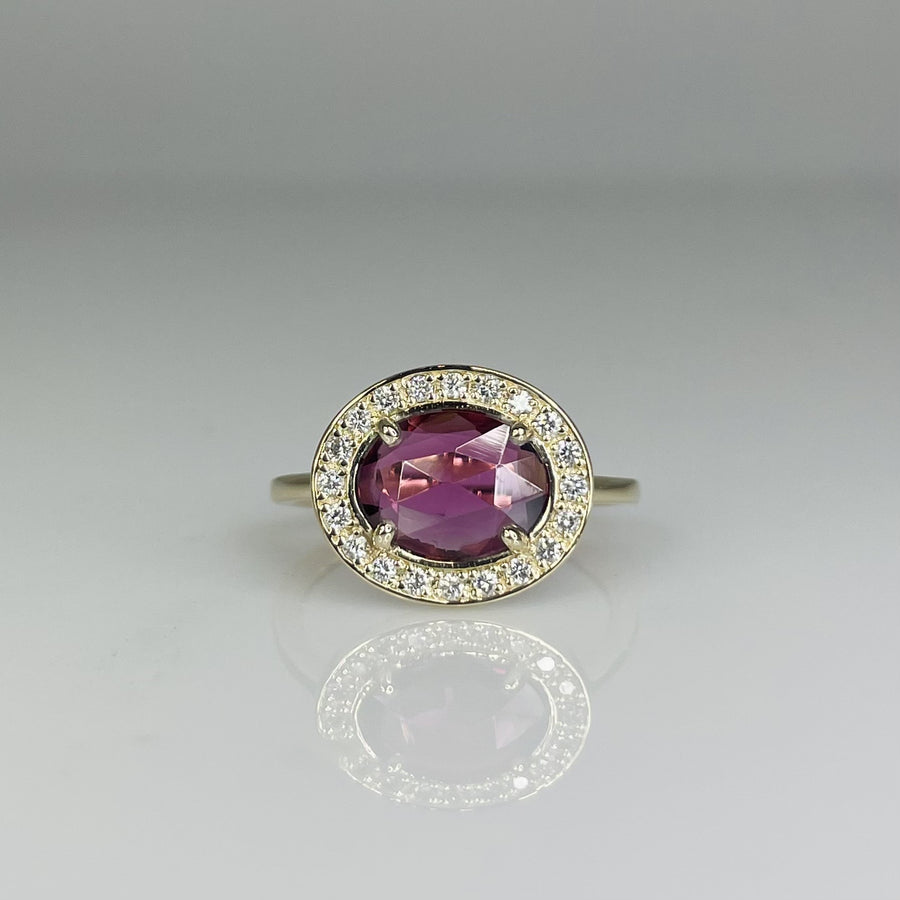 14K Yellow Gold Pink Tourmaline and Diamond Ring 1.29/0.20ct
