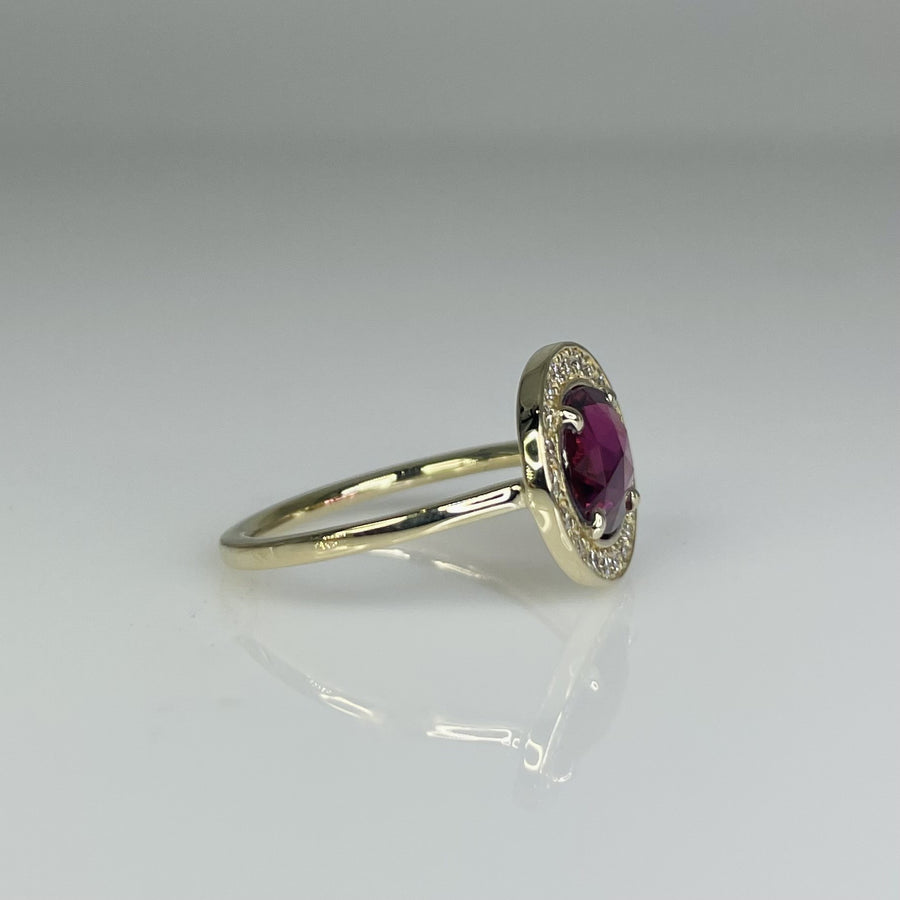 14K Yellow Gold Pink Tourmaline and Diamond Ring 1.29/0.20ct