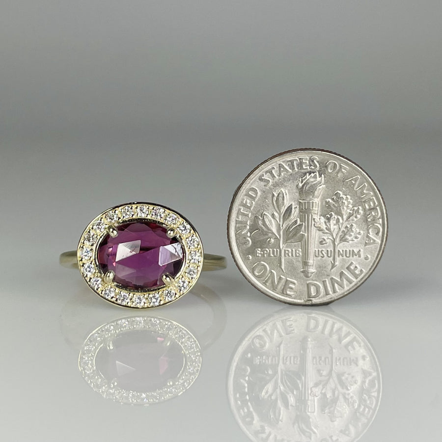 14K Yellow Gold Pink Tourmaline and Diamond Ring 1.29/0.20ct