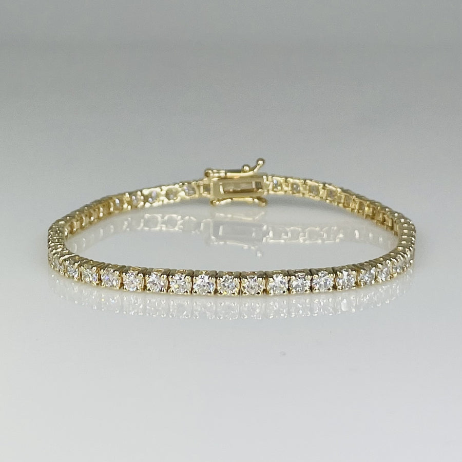 14K Yellow Gold Diamond Tennis Bracelet 3.01ct
