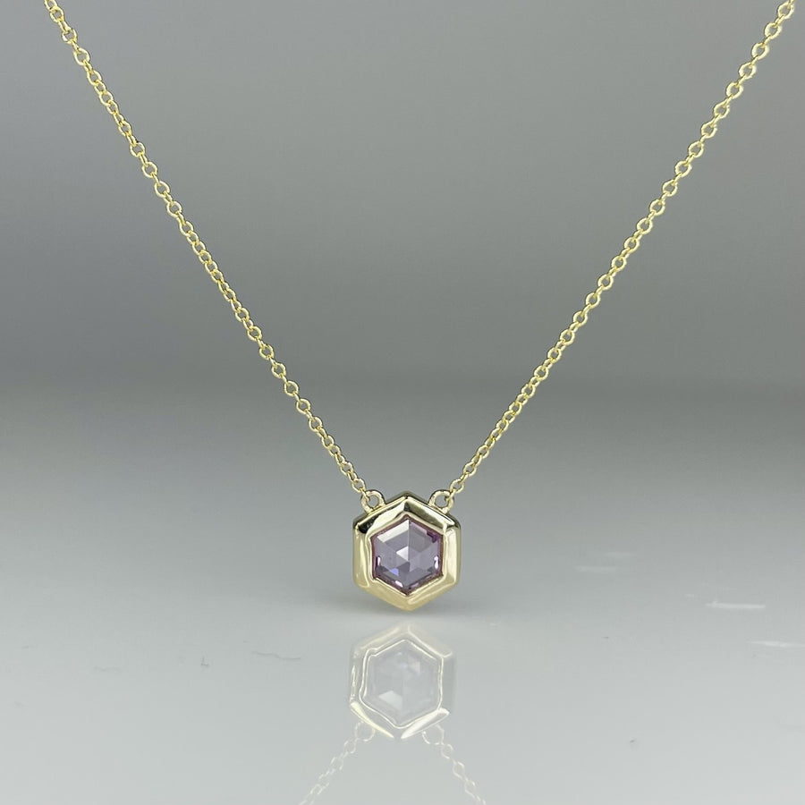 14K Yellow Gold Purple Sapphire Necklace 0.50ct