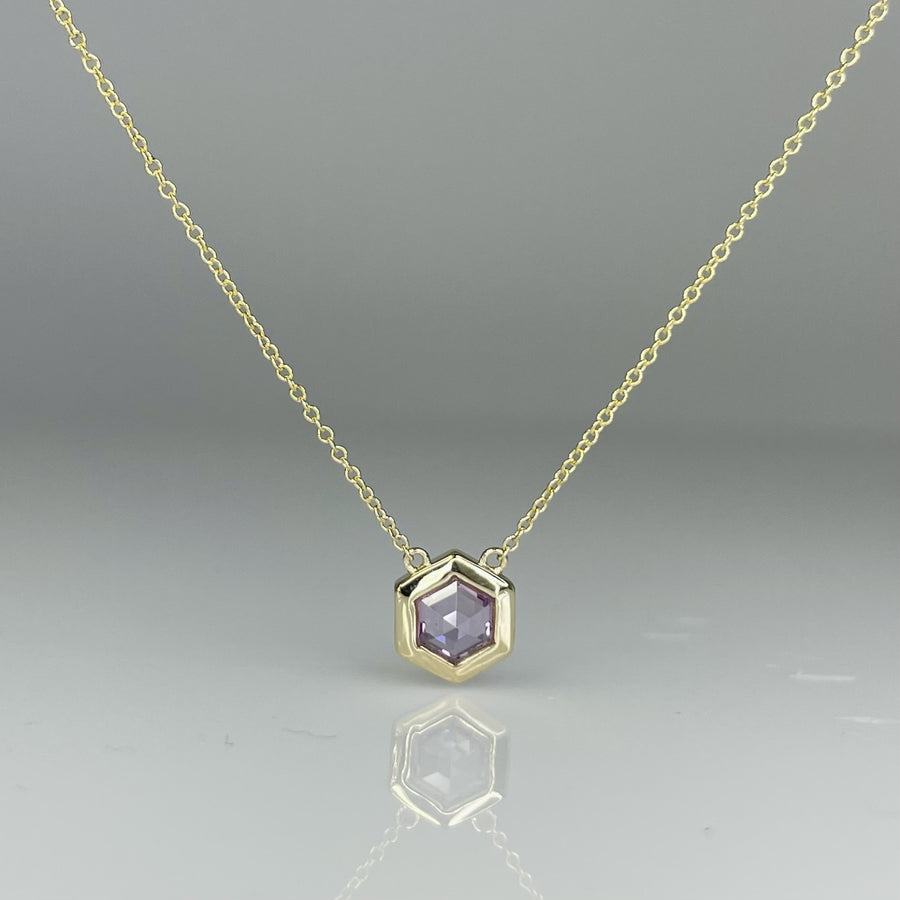 14K Yellow Gold Purple Sapphire Necklace 0.50ct