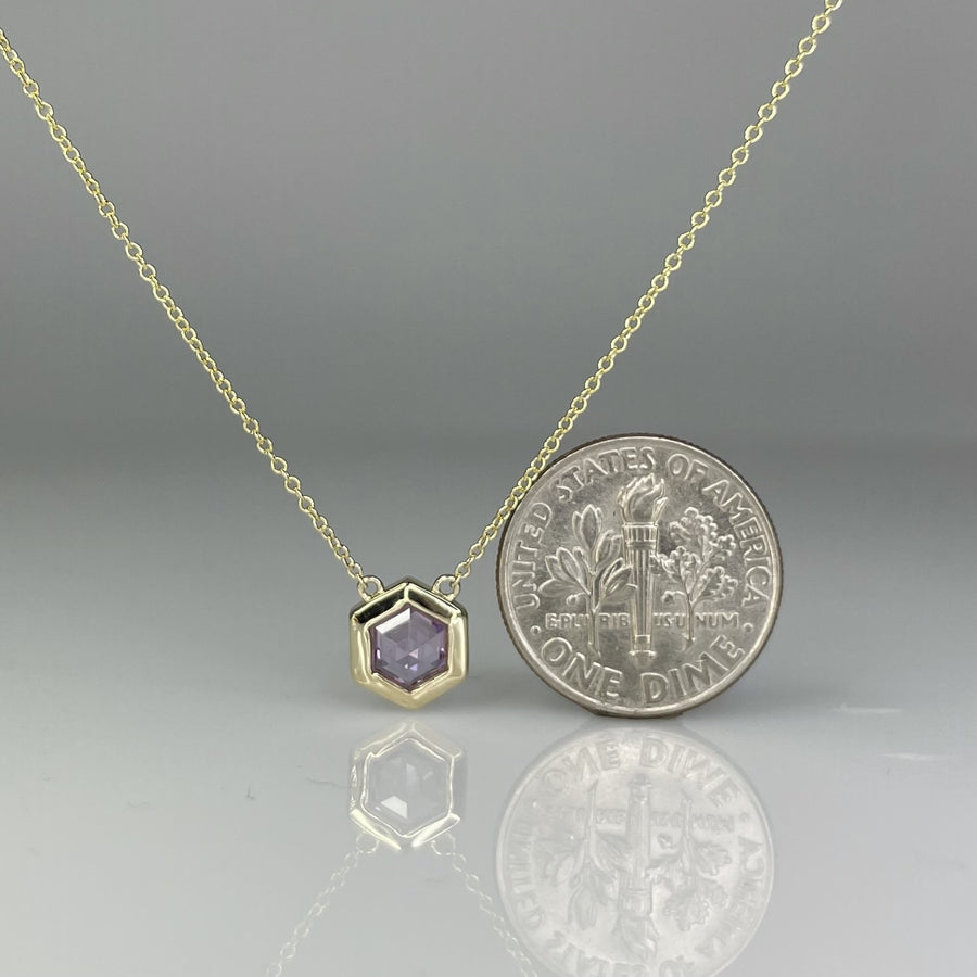 14K Yellow Gold Purple Sapphire Necklace 0.50ct