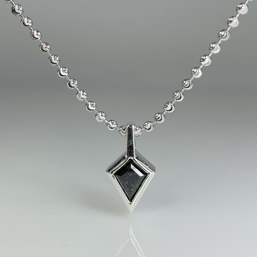 Sterling Silver Lozenge Black Diamond Necklace 1.53ct