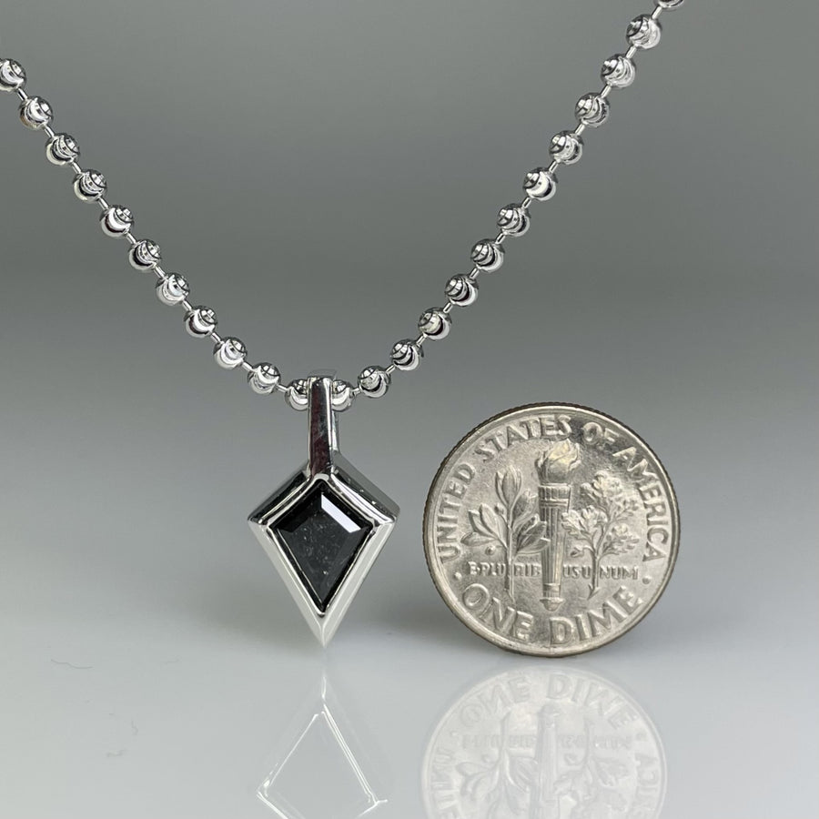 Sterling Silver Lozenge Black Diamond Necklace 1.53ct